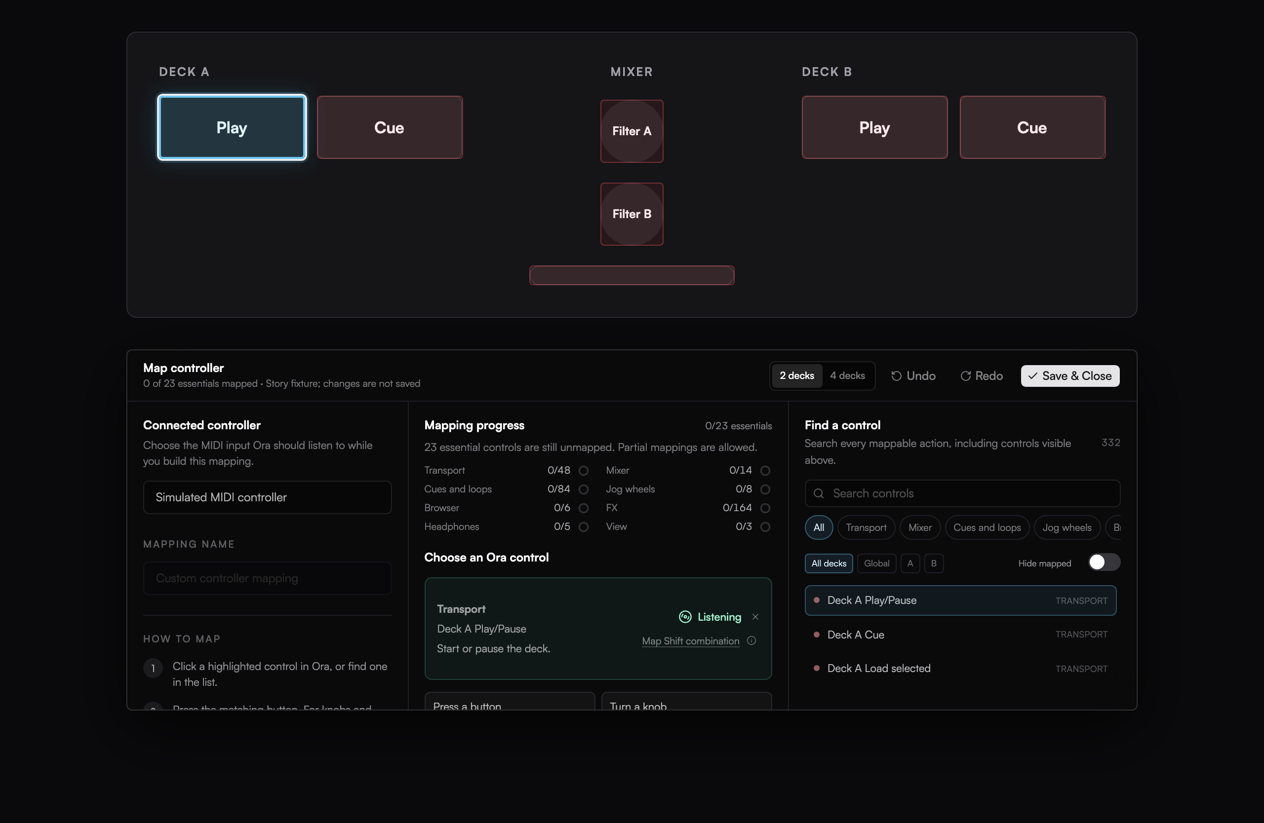Custom controller mapping waiting for a hardware input