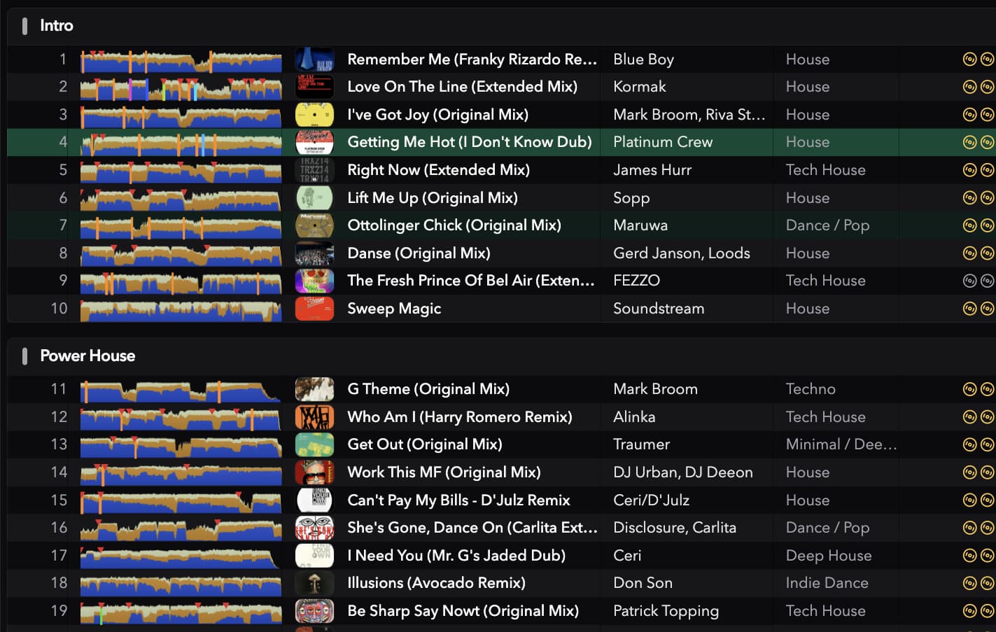 Ora DJ chapter-based set playlists