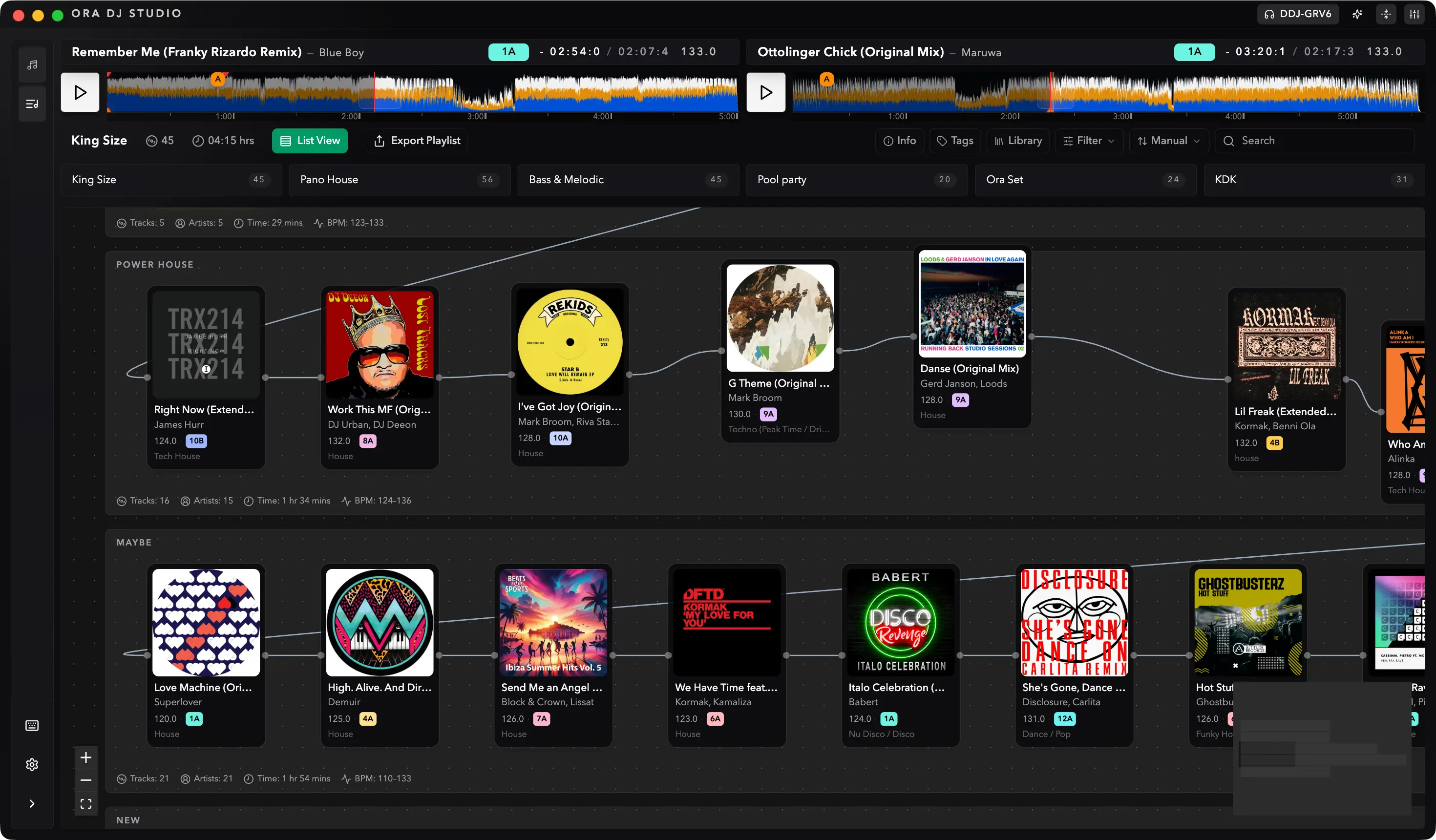 Ora DJ set curation canvas
